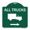 Signmission Trucks Sign All Trucks W/ Truck & Right Arrow, Green & White Aluminum Sign, 18" x 18", GW-1818-22782 A-DES-GW-1818-22782 - alternate 1